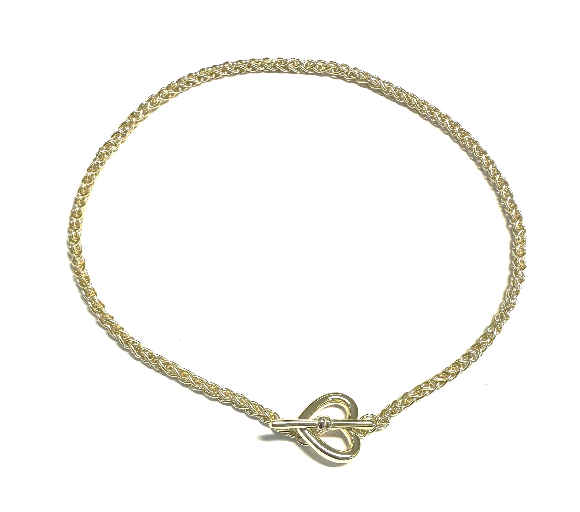 Gold Plated Silver Heart T Bar Necklace
