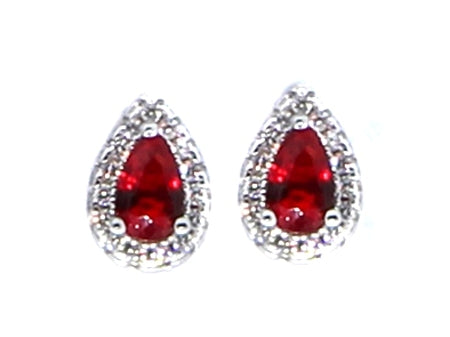 A Ruby & White Cubic Zirconia Earring.