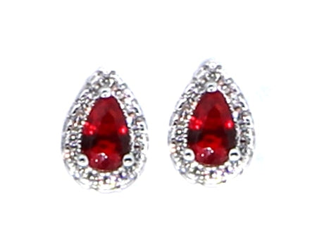 A Ruby & White Cubic Zirconia Earring.