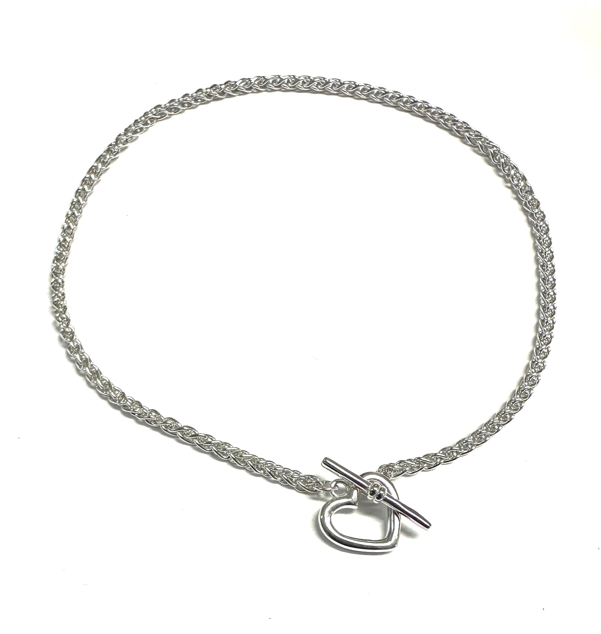 Silver Heart T Bar Necklace