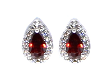 A Garnet & White Cubic Zirconia Earring.