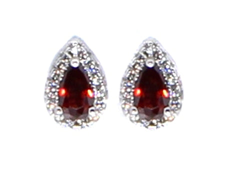 A Garnet & White Cubic Zirconia Earring.