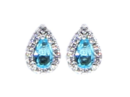 A Aquamarine & White Cubic Zirconia Earring.