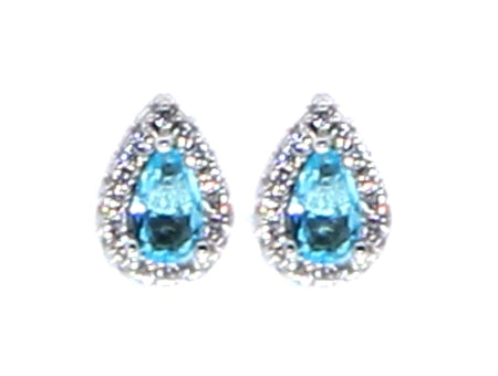 A Aquamarine & White Cubic Zirconia Earring.