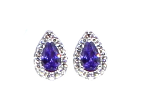 A Amethyst & White Cubic Zirconia Earring.