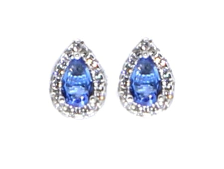 A Sapphire & White Cubic Zirconia Earring.