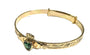 Rolled Gold Claddagh With Emerald Green Cz Stone Bangle