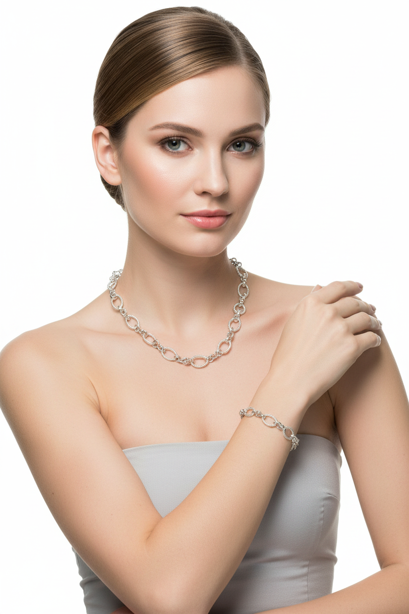 A Silver Necklace and Bracelet