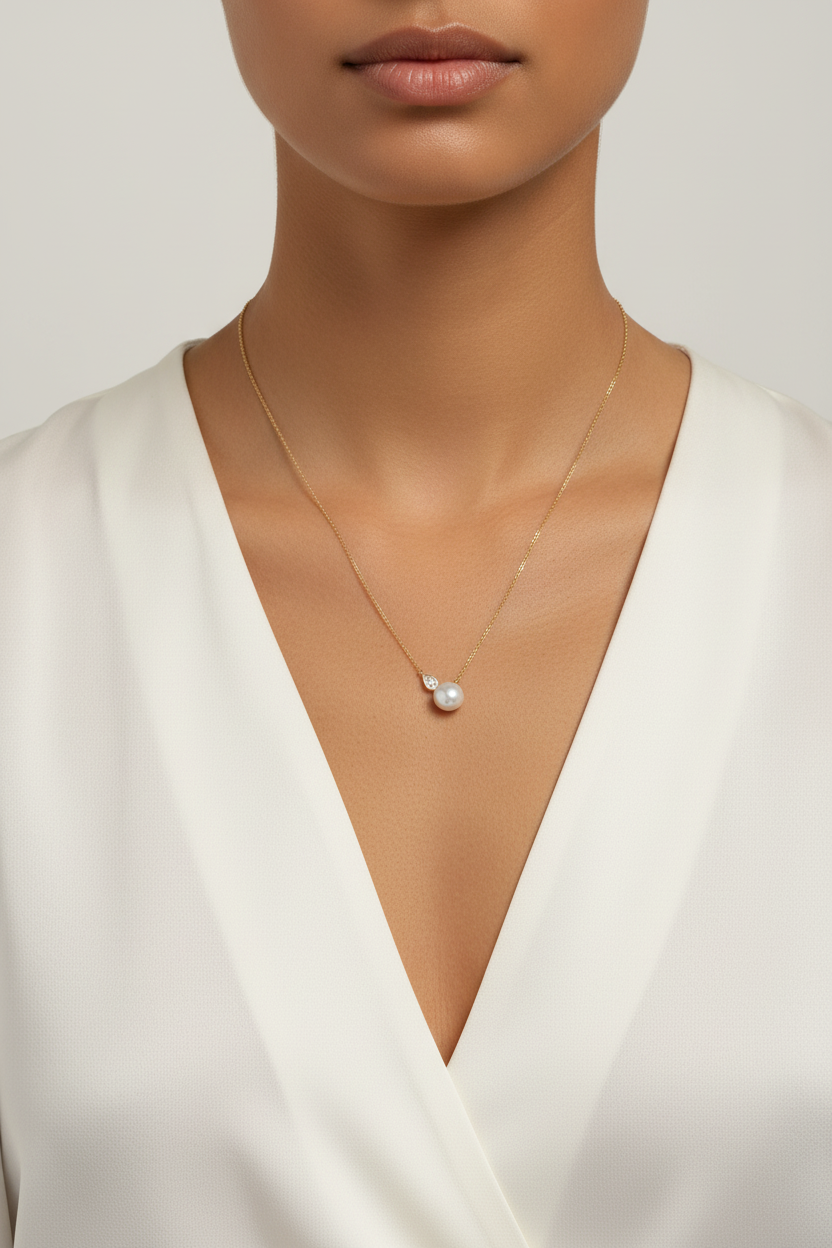 Gold Plated Silver Pearl Necklace