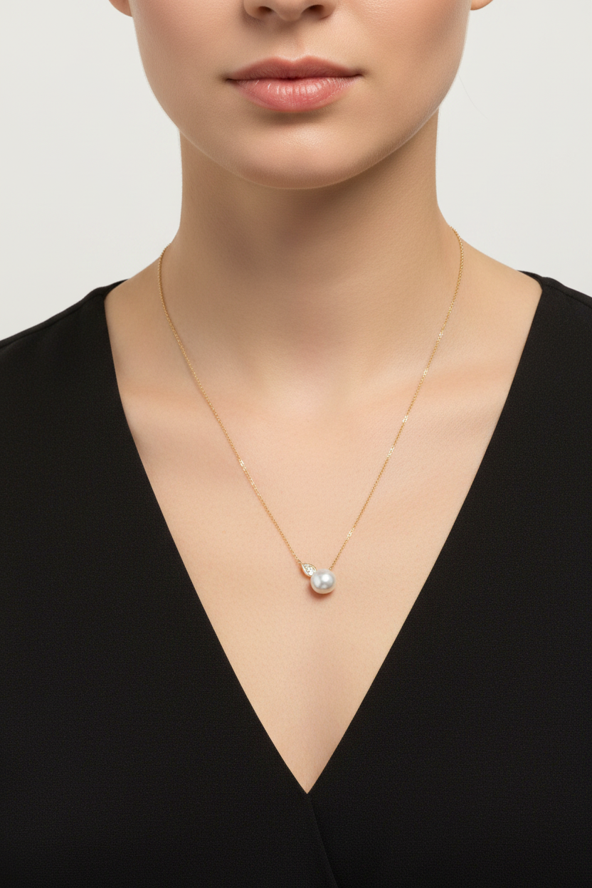 Gold Plated Silver Pearl Necklace