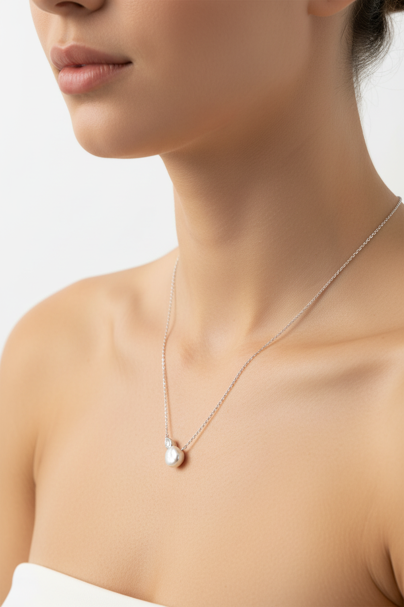Silver Pearl Necklace