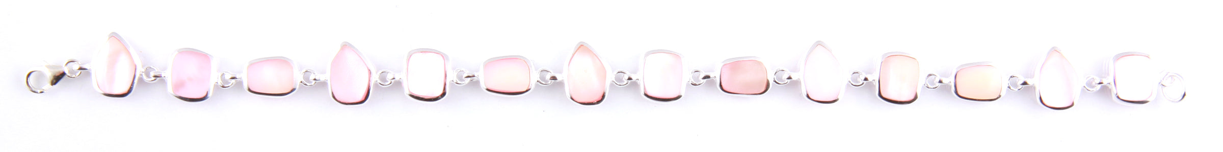 Pink M O P Stone Silver Bracelet