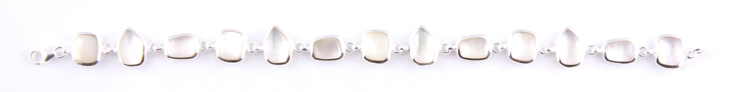 White M O P Stone Silver Bracelet