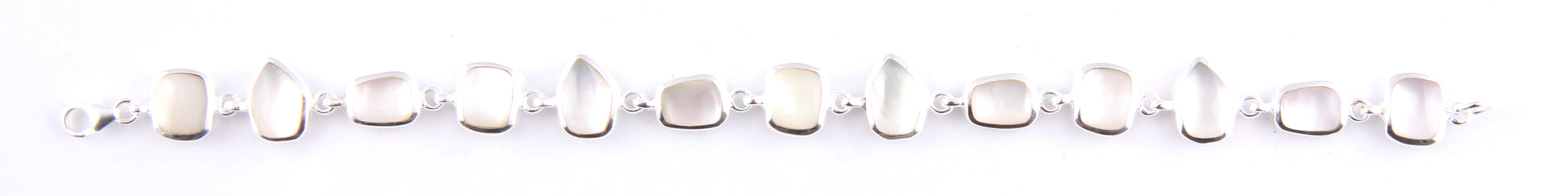 White M O P Stone Silver Bracelet