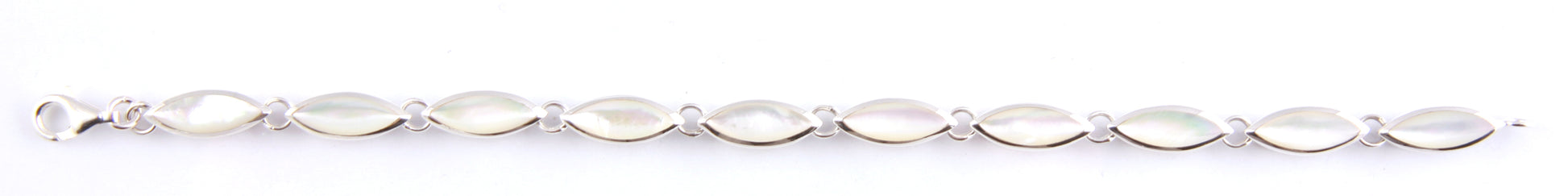 White M O P Stone Silver Bracelet
