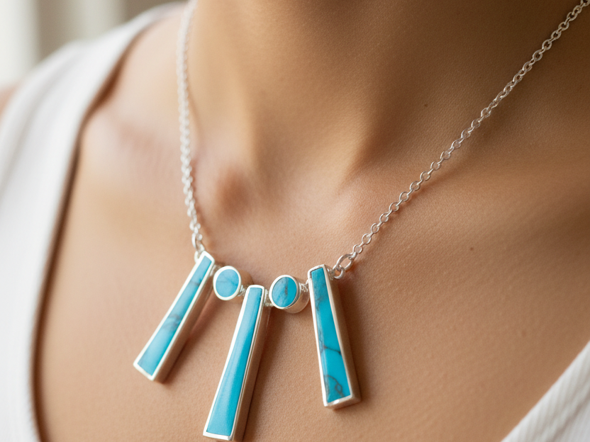 Torquoise Stone Silver Necklace