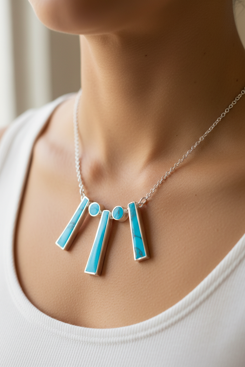 Torquoise Stone Silver Necklace