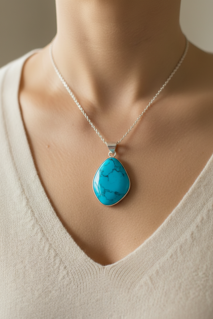 Torquoise Stone Silver Pendant