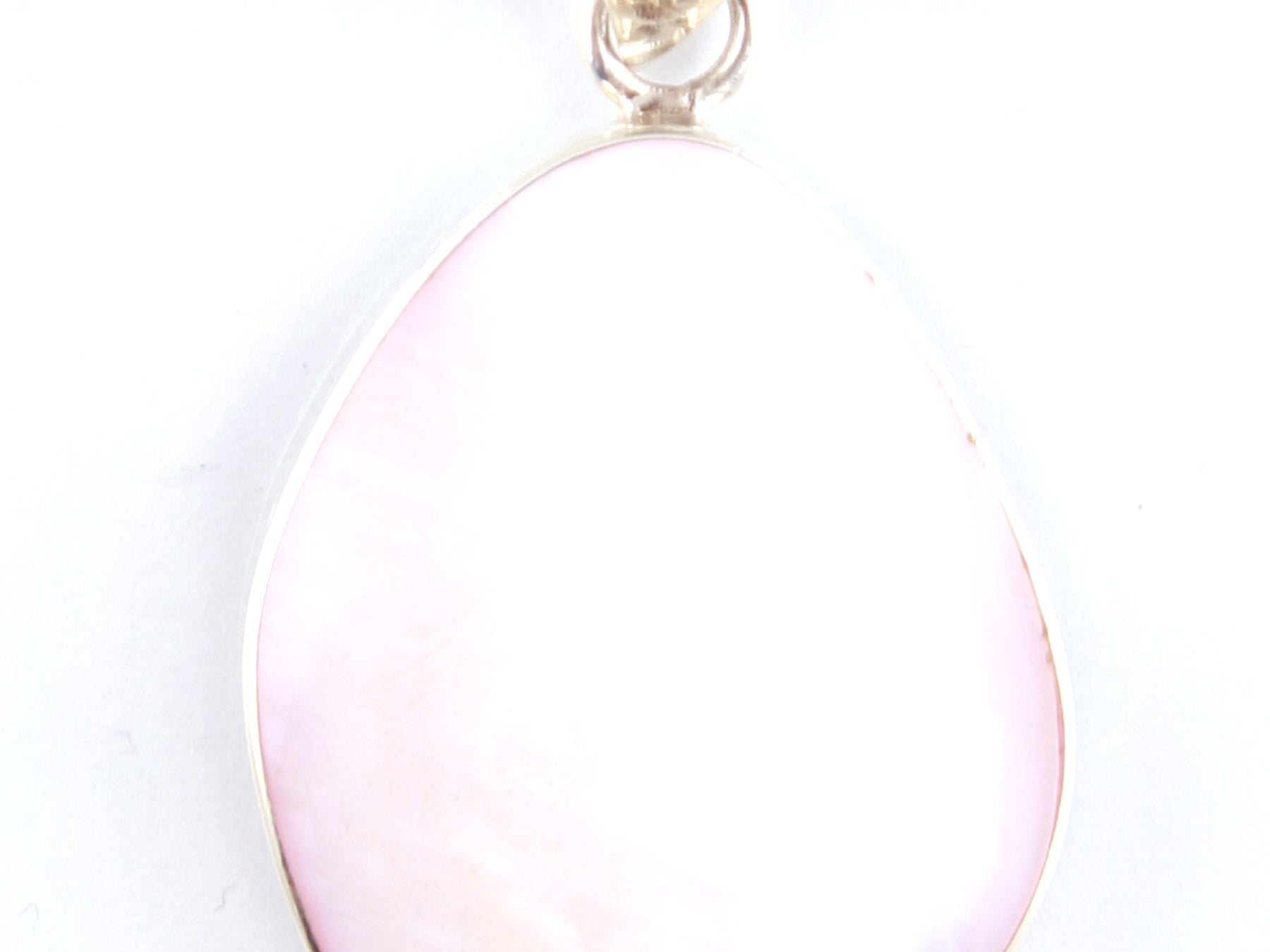Pink M O P Stone Silver Pendant