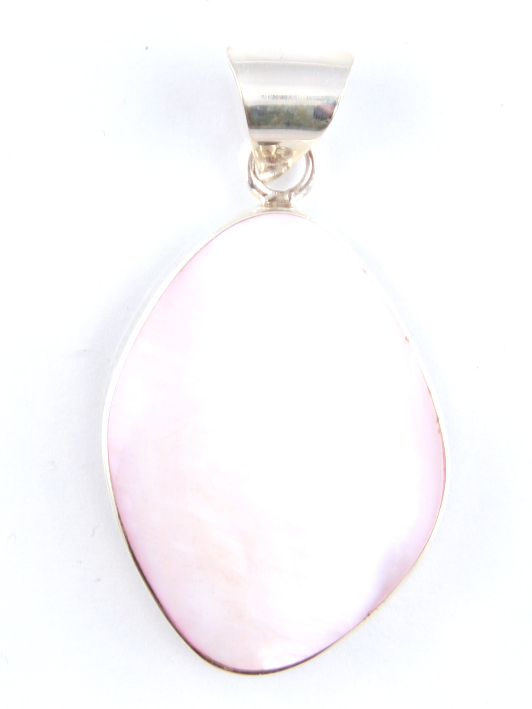 Pink M O P Stone Silver Pendant
