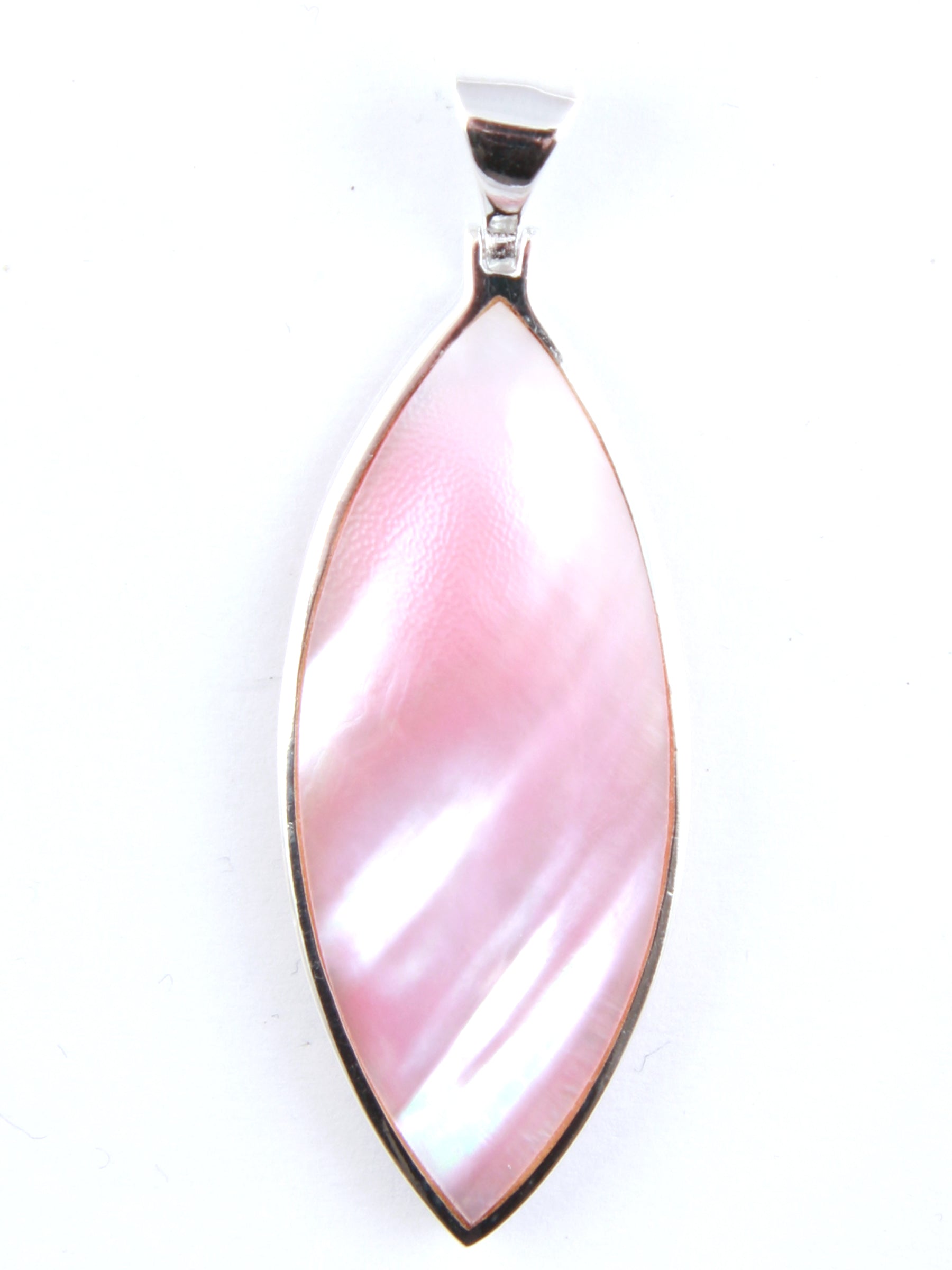 Pink M O P Stone Silver Pendant
