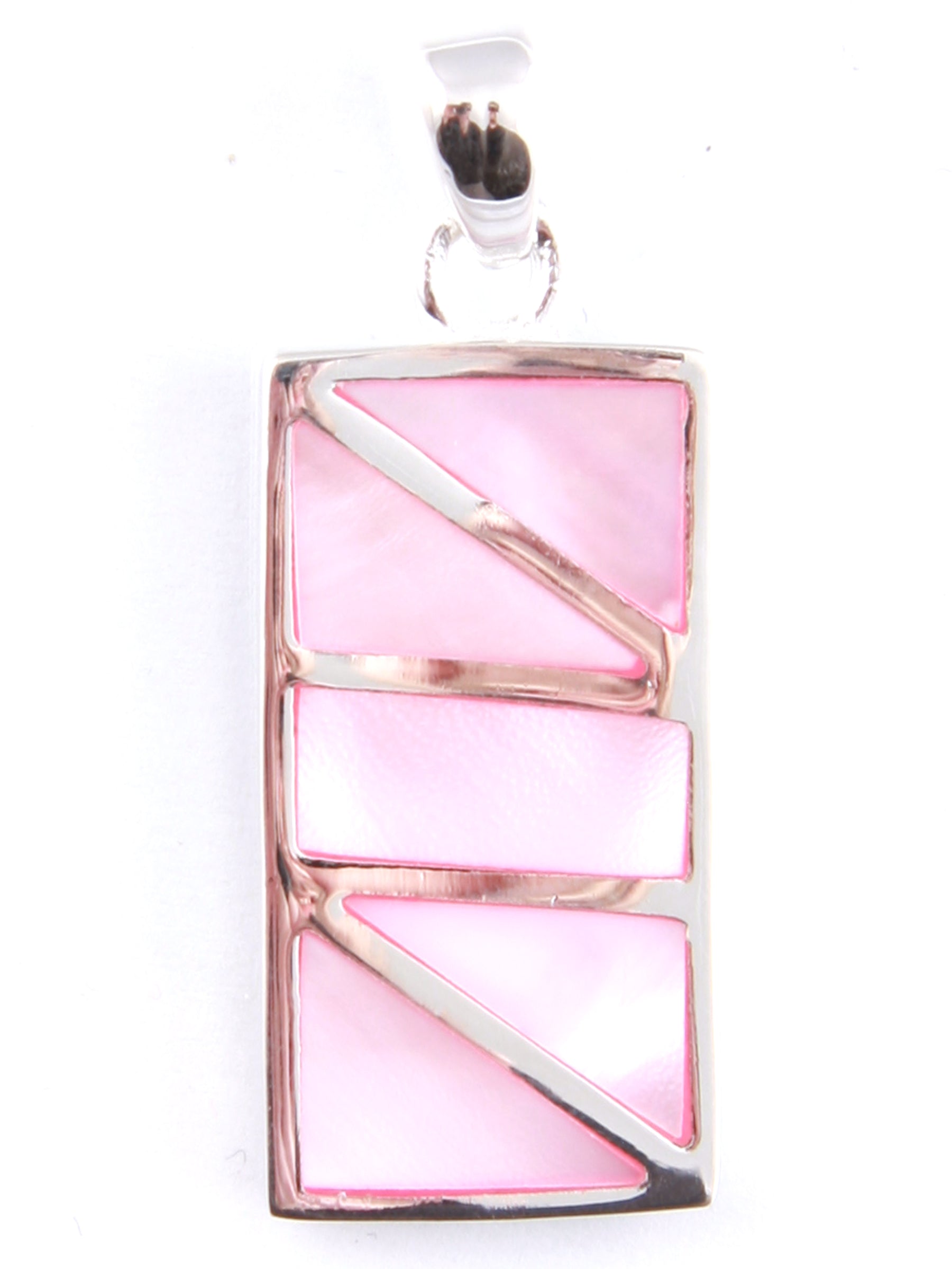 Pink M O P Stone Silver Pendant