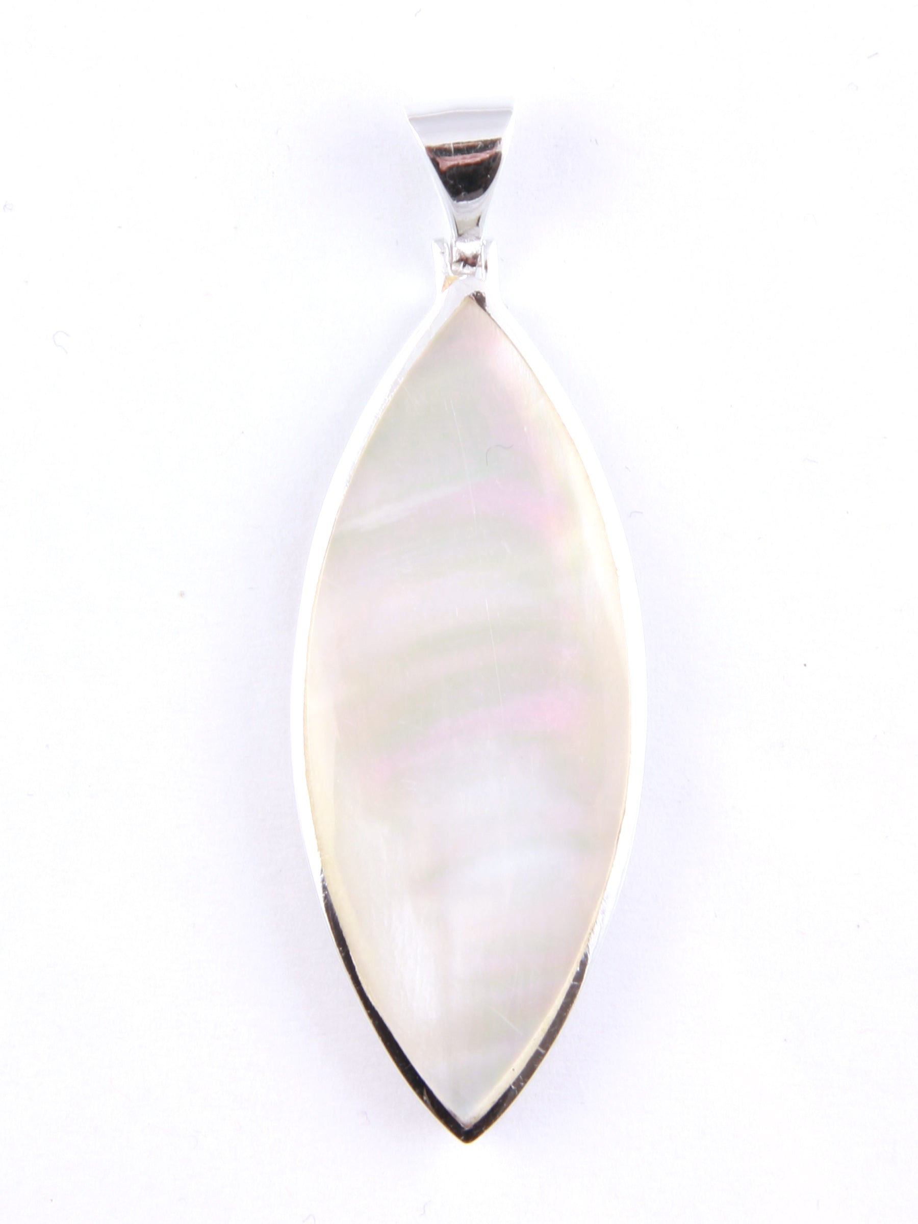 White M O P Stone Silver Pendant