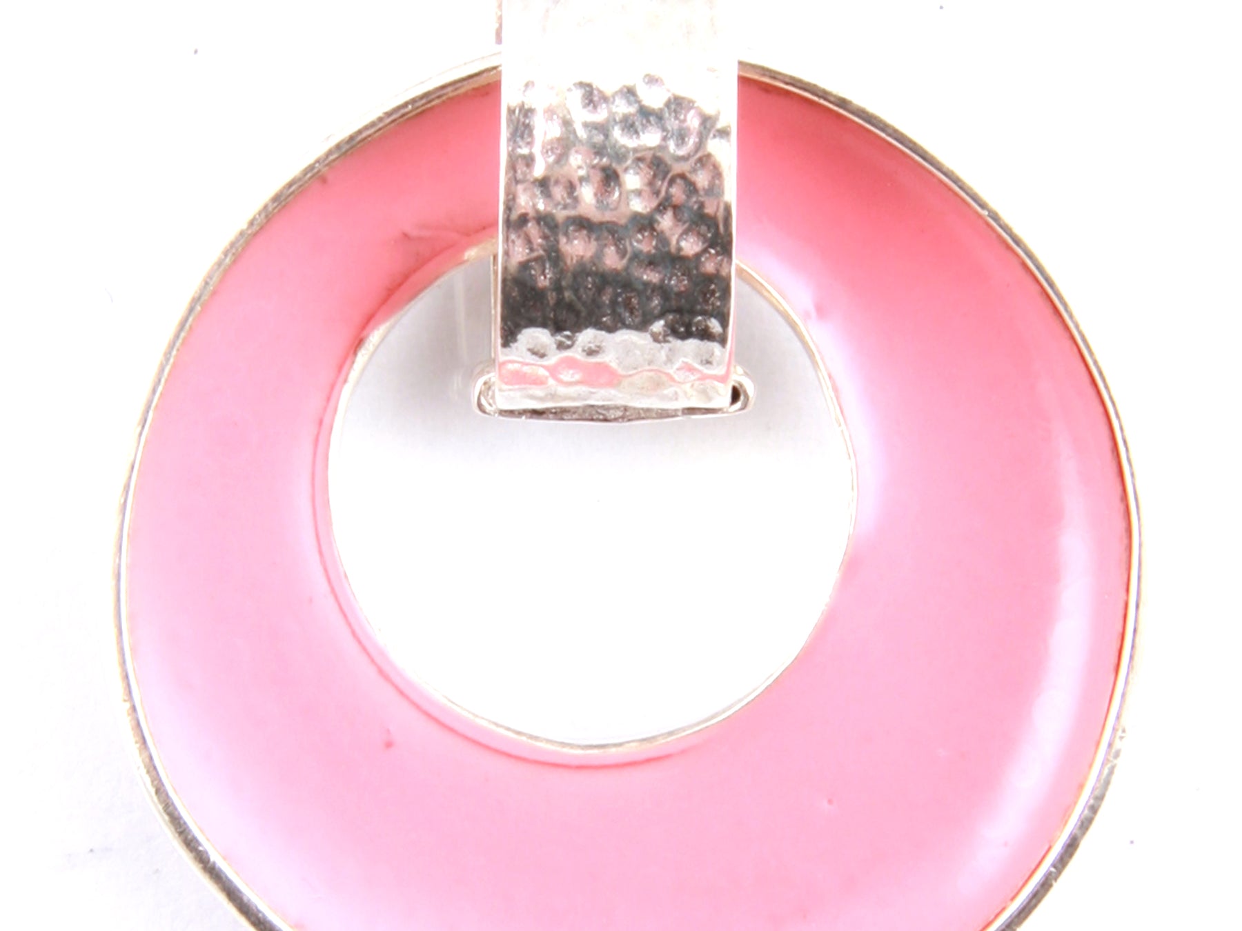 Pink M O P Stone Silver Pendant