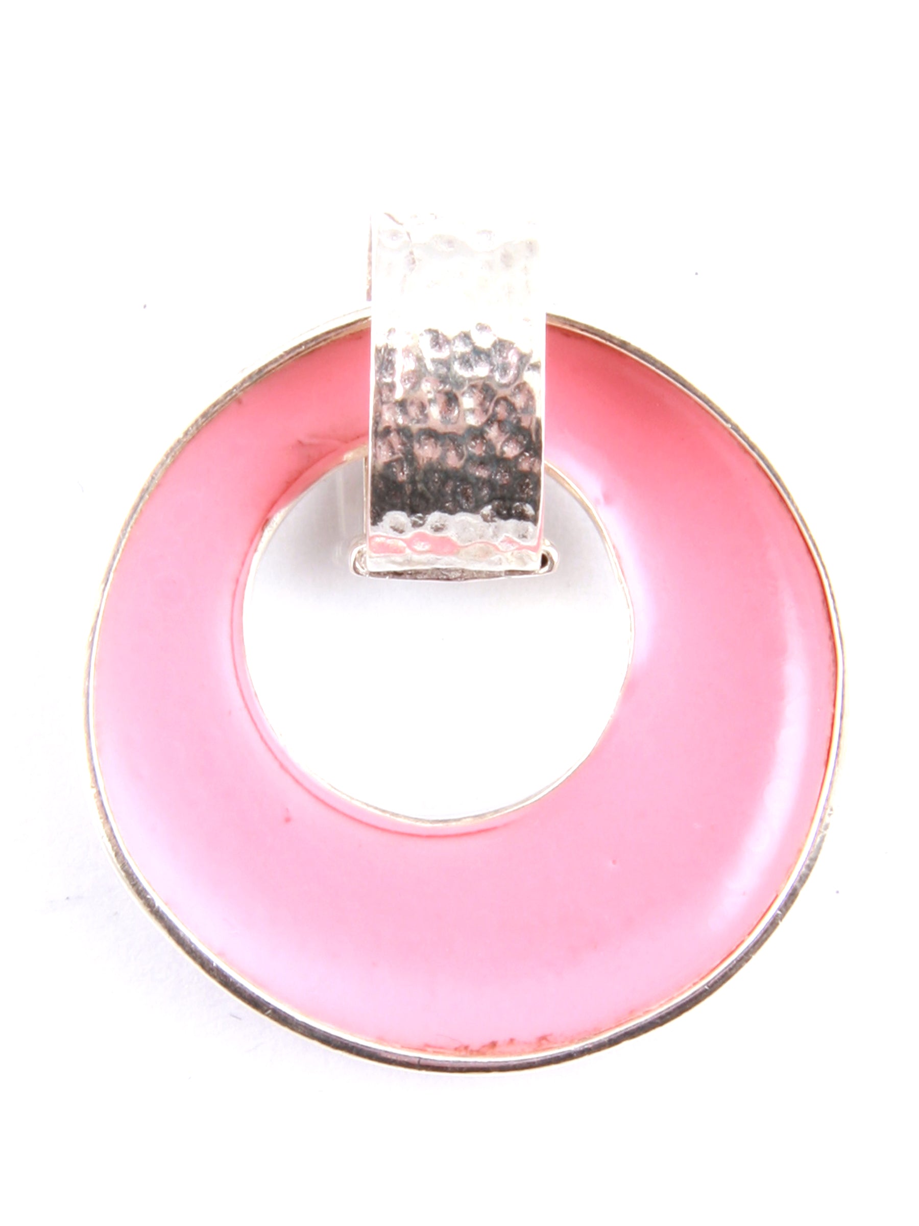 Pink M O P Stone Silver Pendant