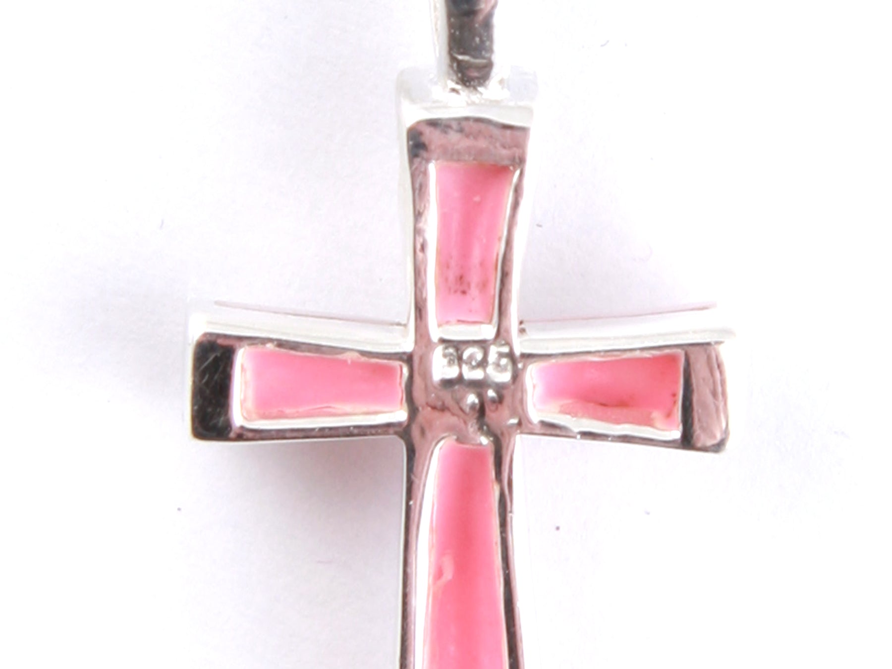 Pink M O P Stone Silver Pendant