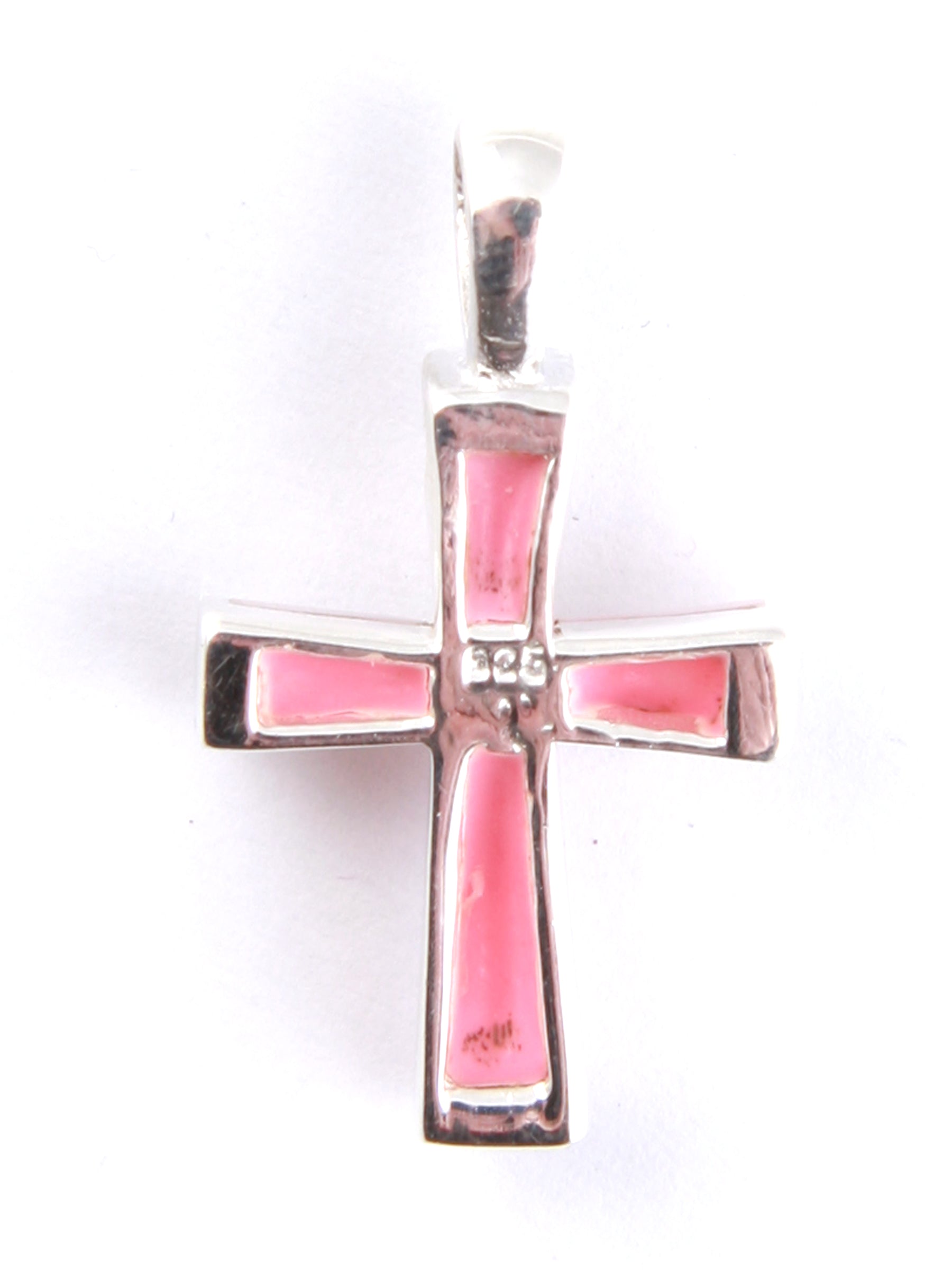 Pink M O P Stone Silver Pendant
