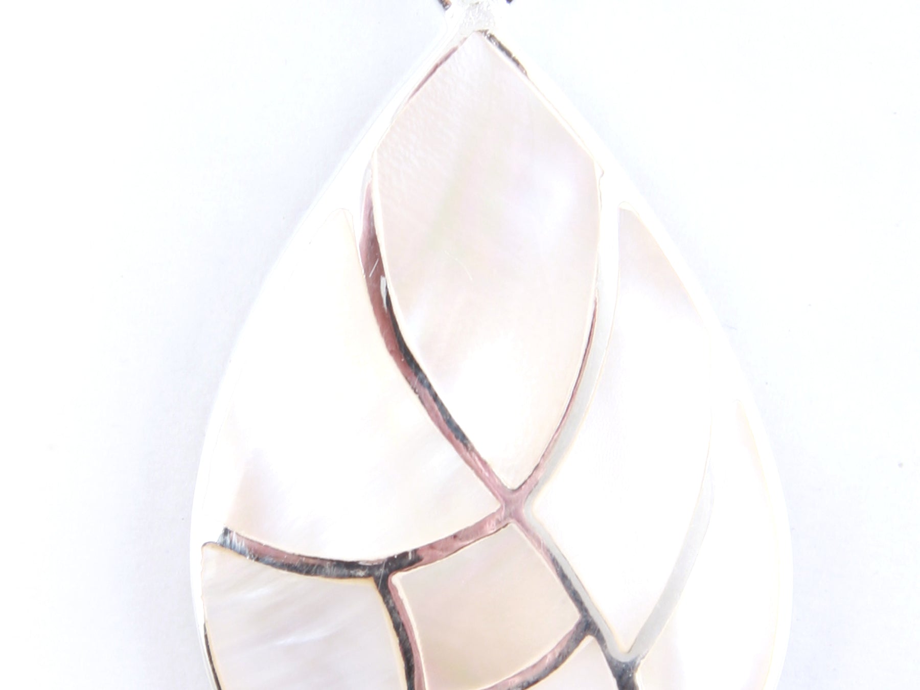 White M O P Stone Silver Pendant