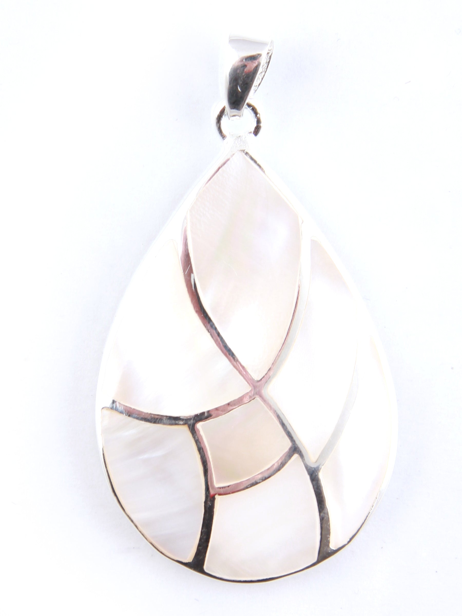 White M O P Stone Silver Pendant
