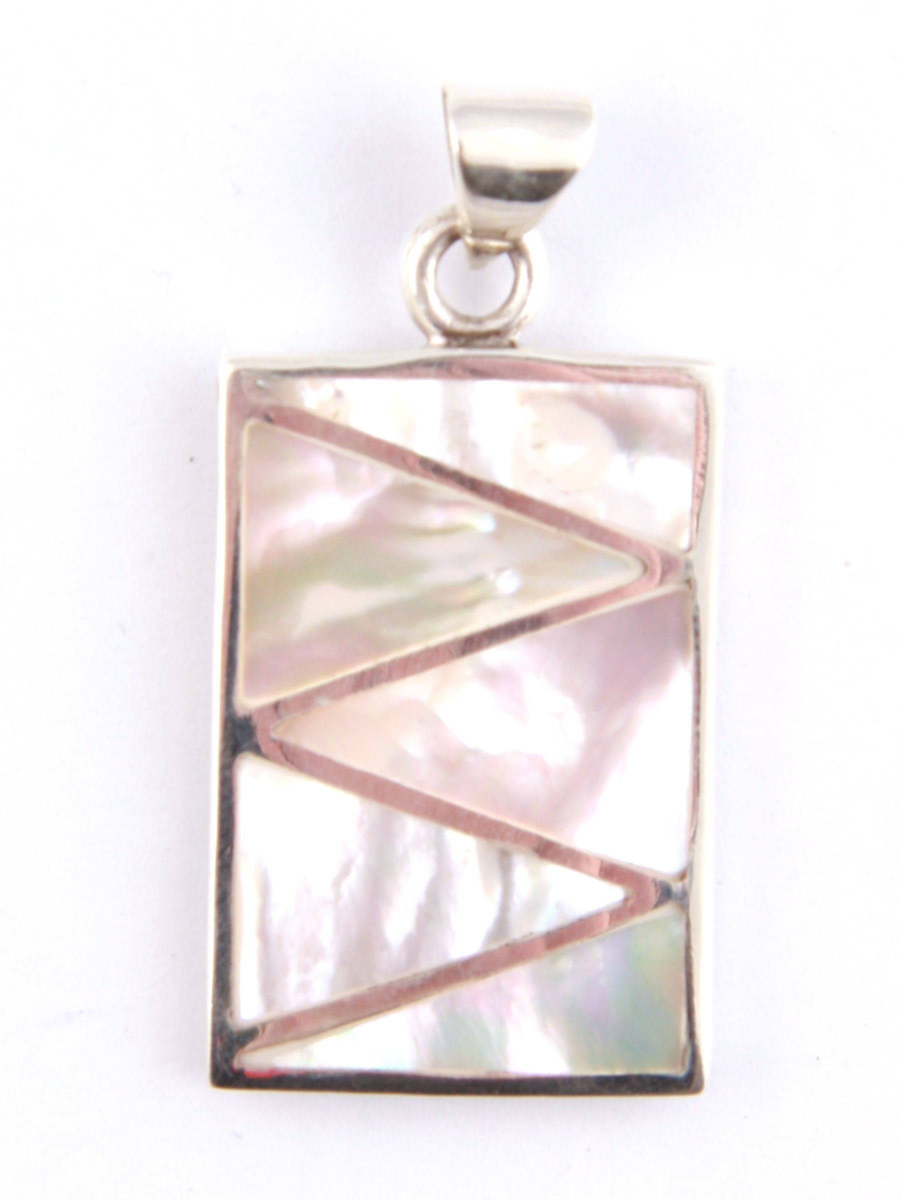 White M O P Stone Silver Pendant