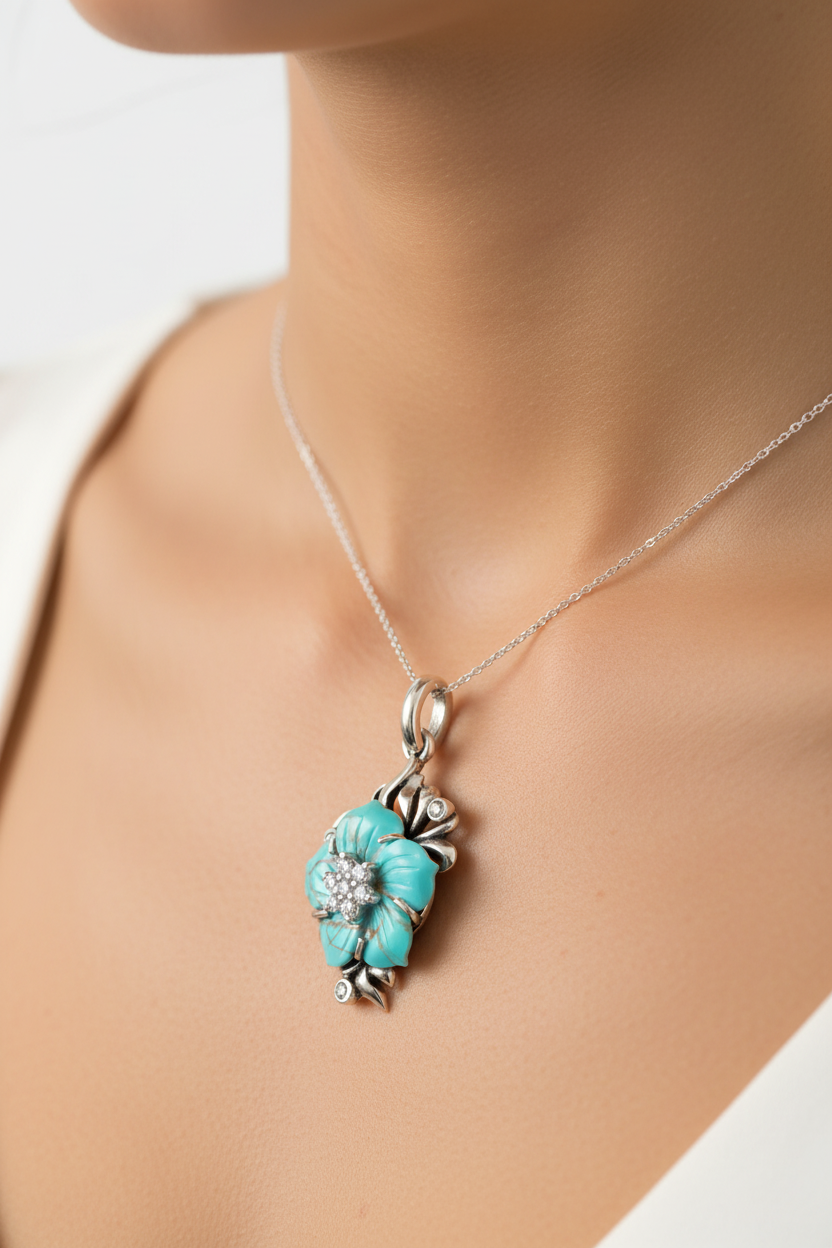 Torquoise Stone Silver Pendant