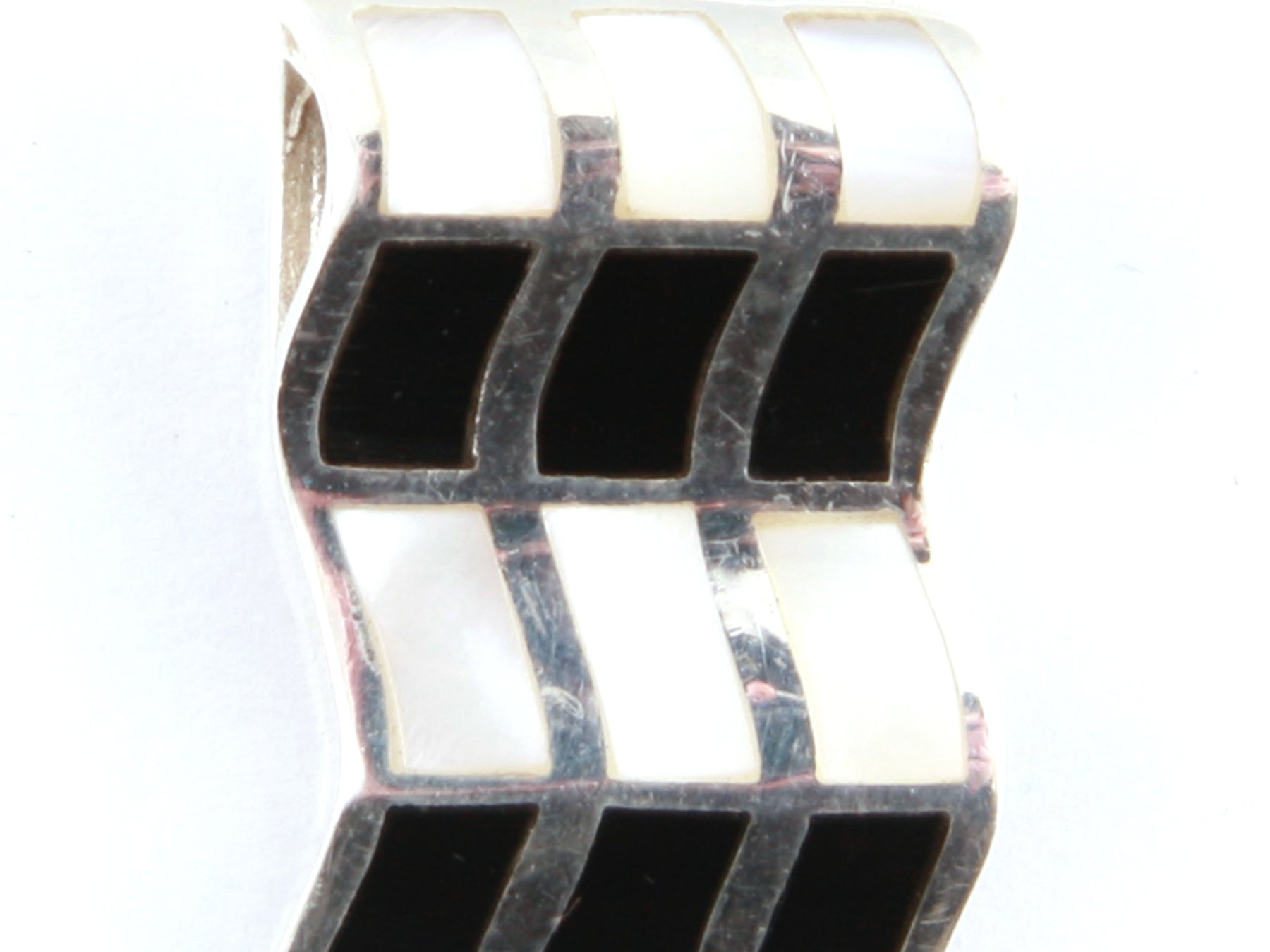 Black Onyx & M O P Stone Silver Pendant