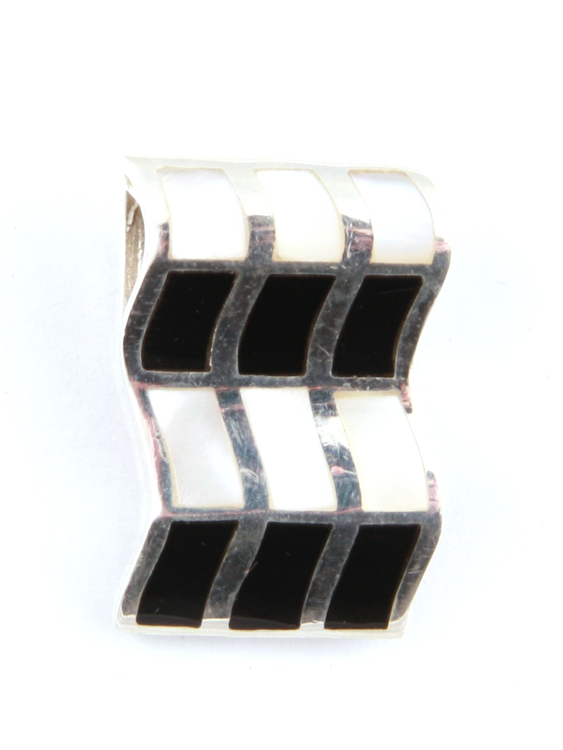 Black Onyx & M O P Stone Silver Pendant