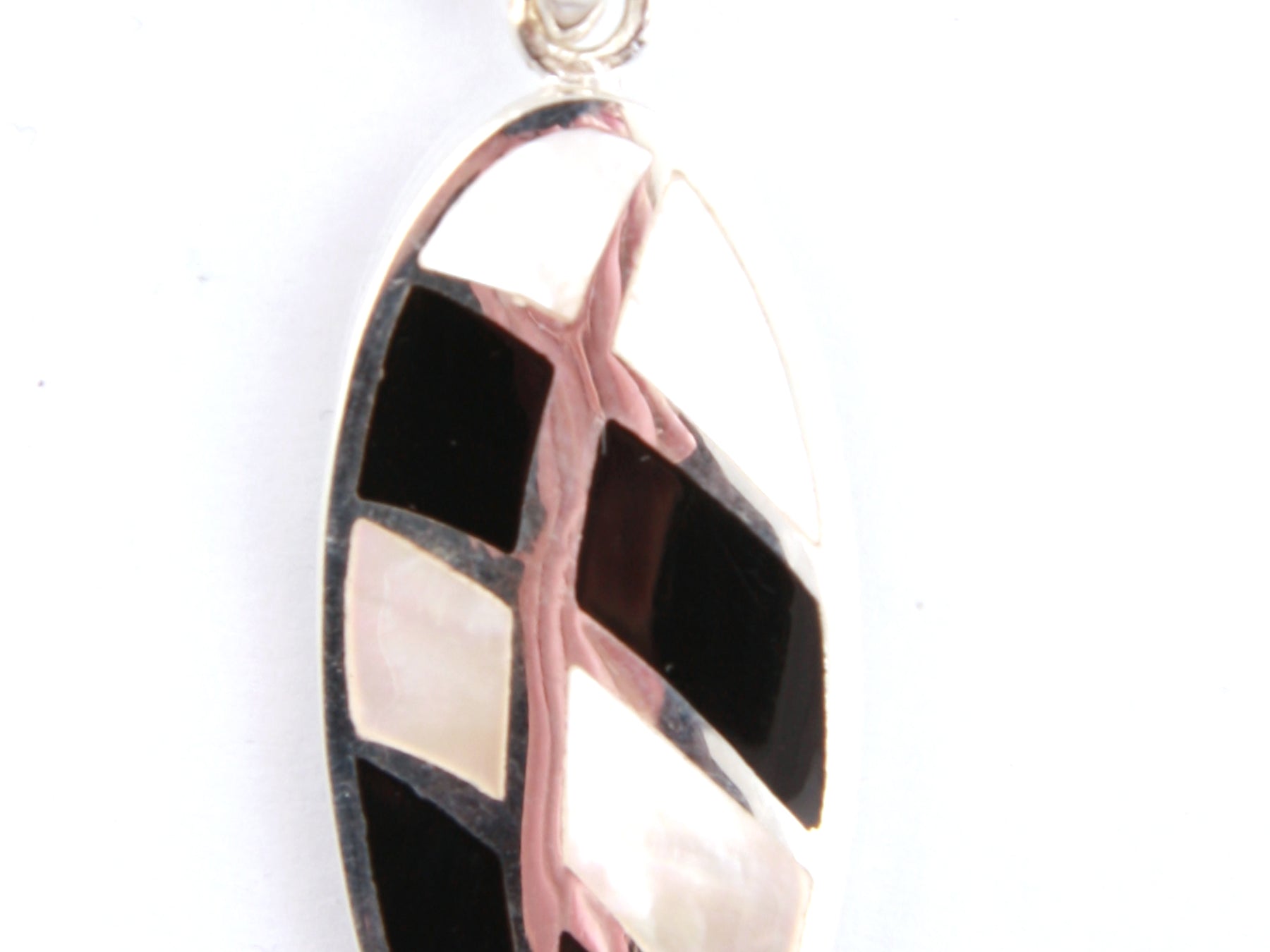Black Onyx & M O P Stone Silver Pendant
