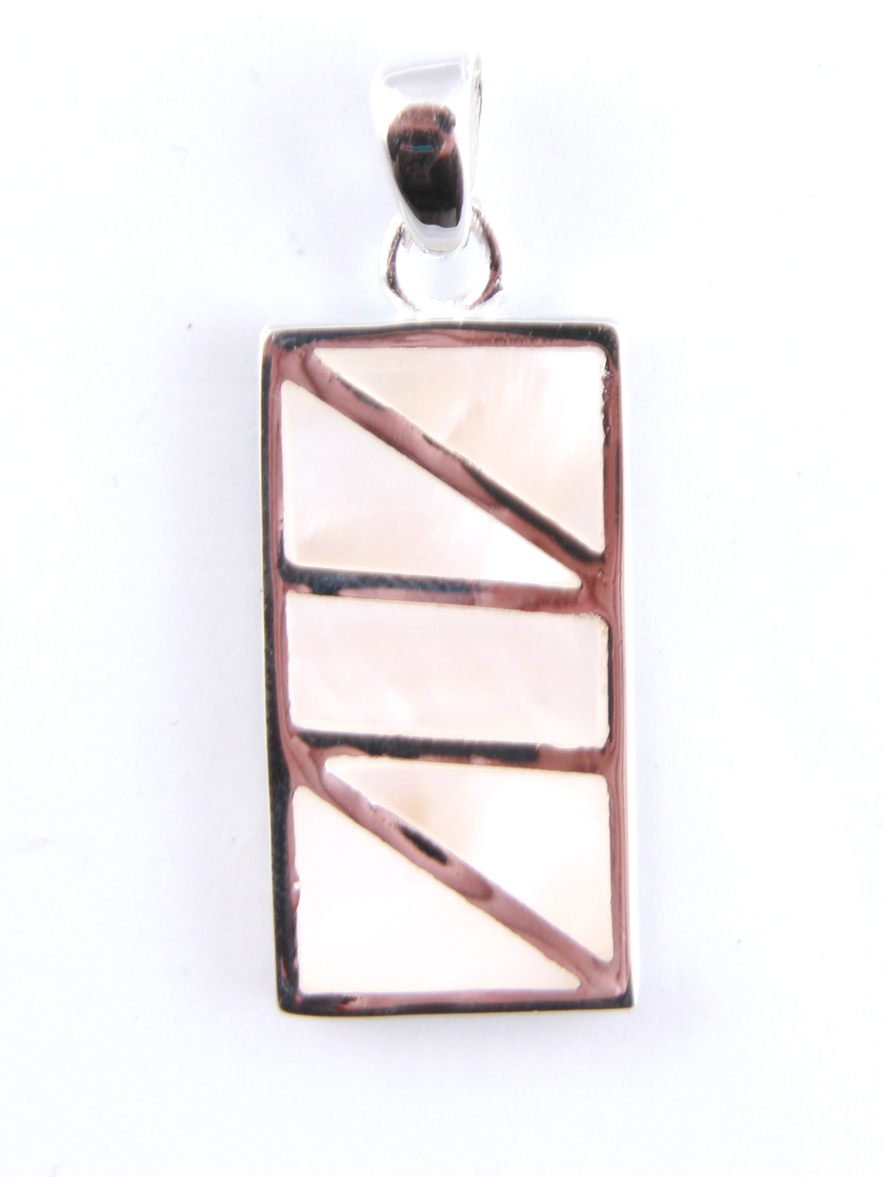 White M O P Stone Silver Pendant
