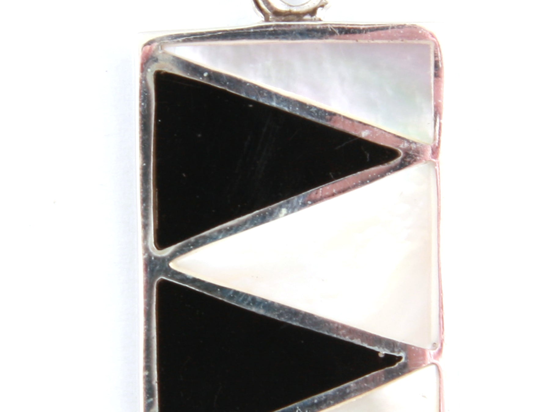Black Onyx & M O P Stone Silver Pendant
