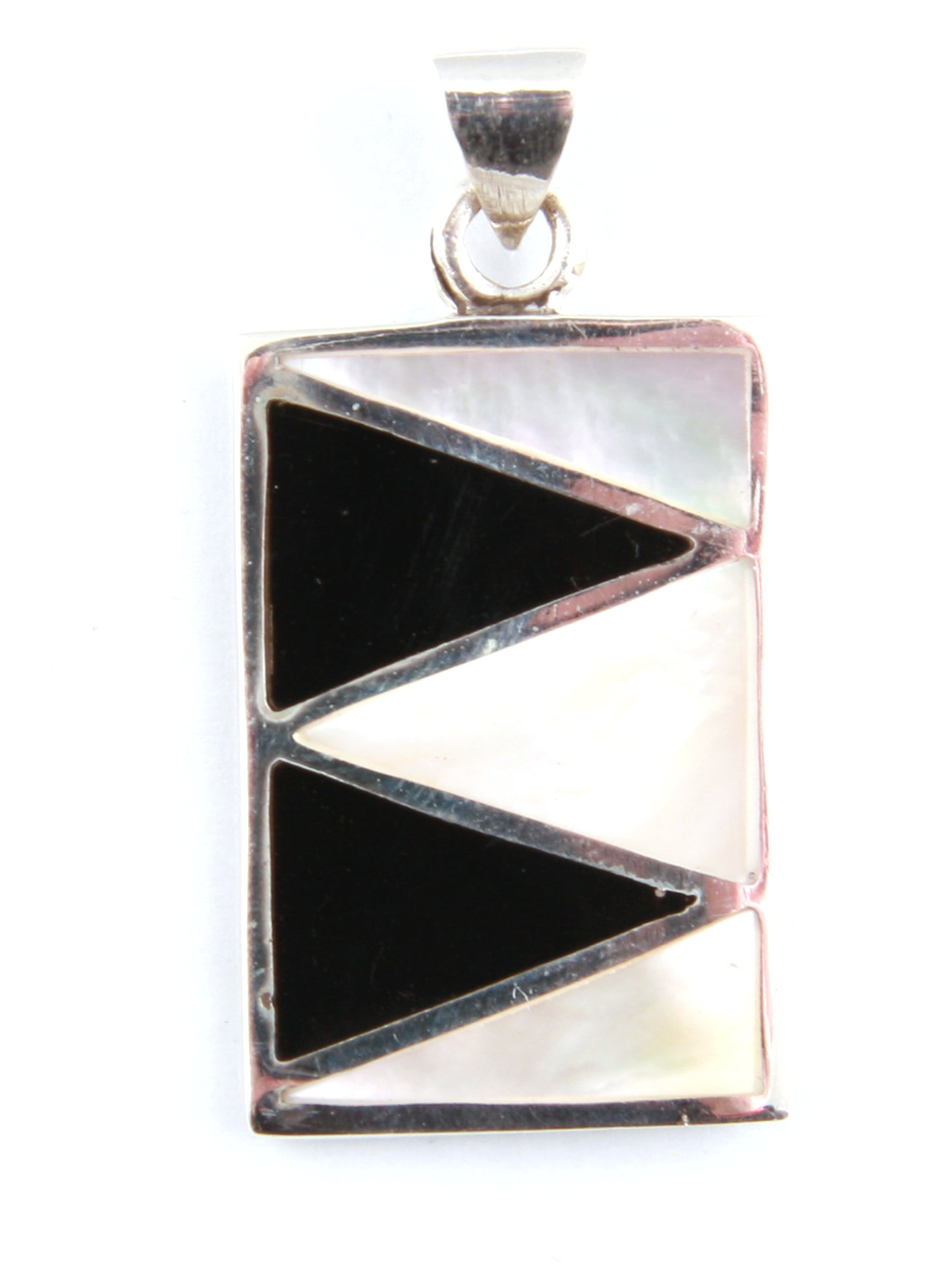 Black Onyx & M O P Stone Silver Pendant