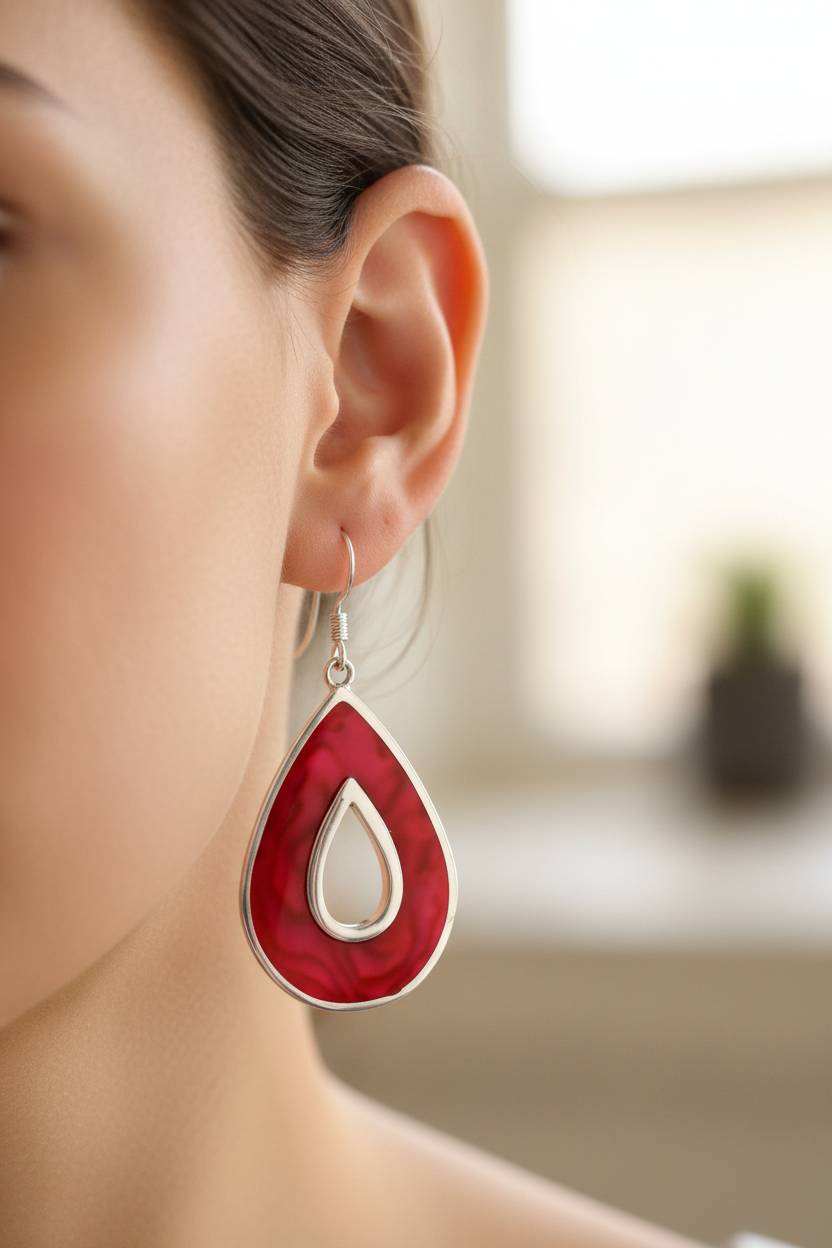 Shell Stone Silver Earring