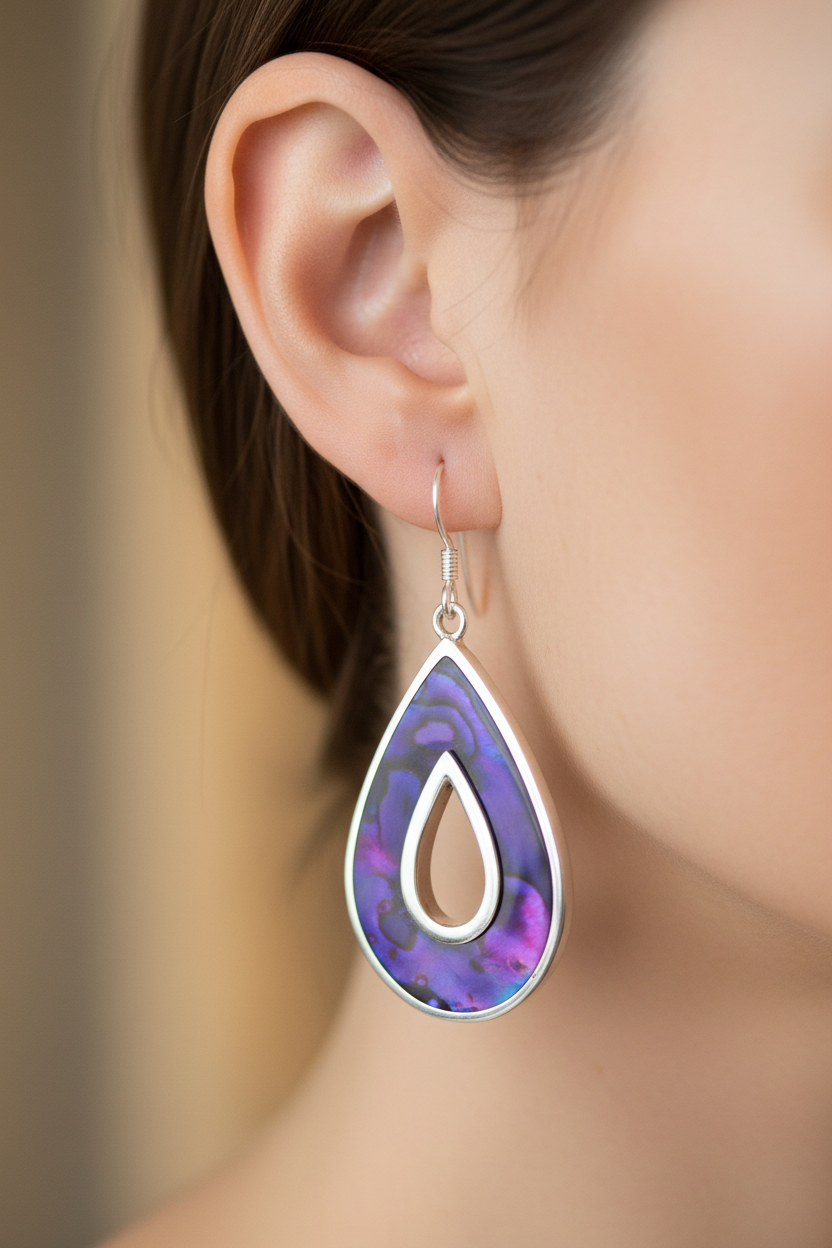 Shell Stone Silver Earring