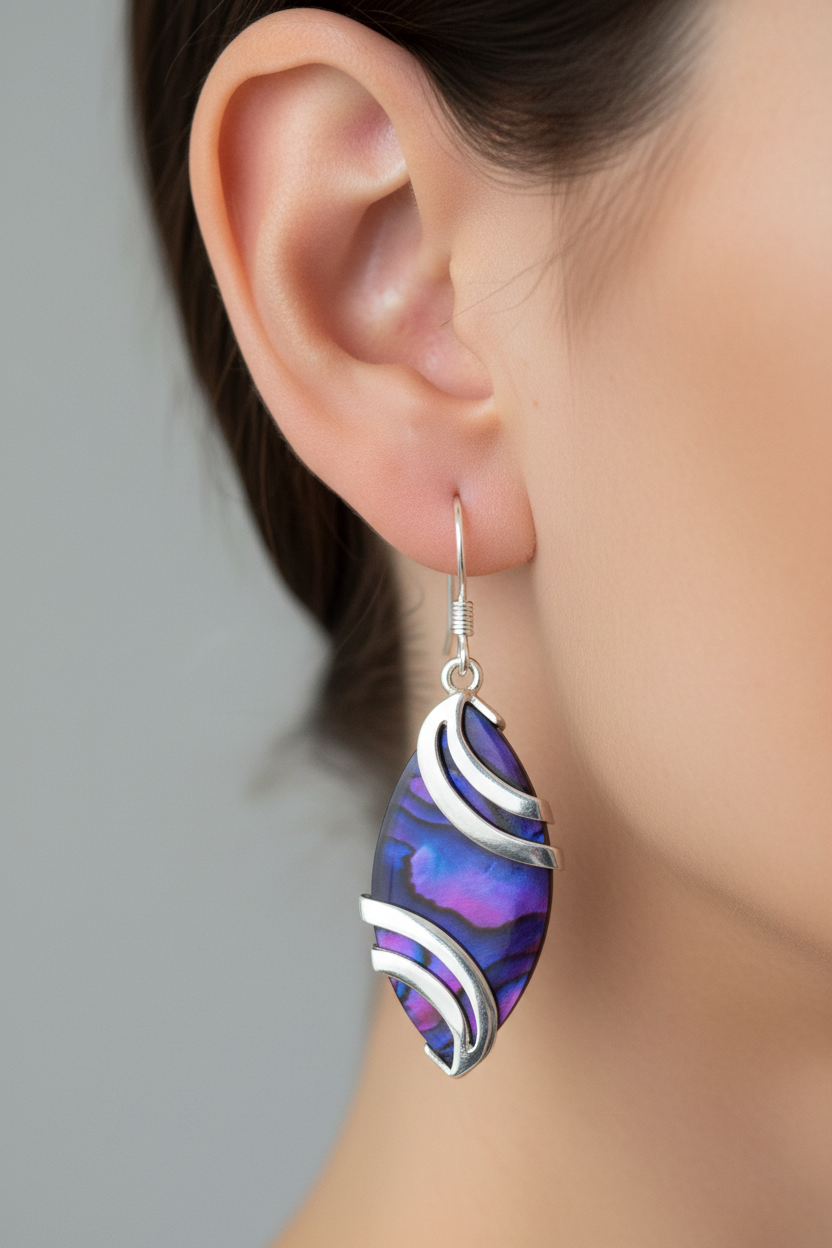Shell Stone Silver Earring