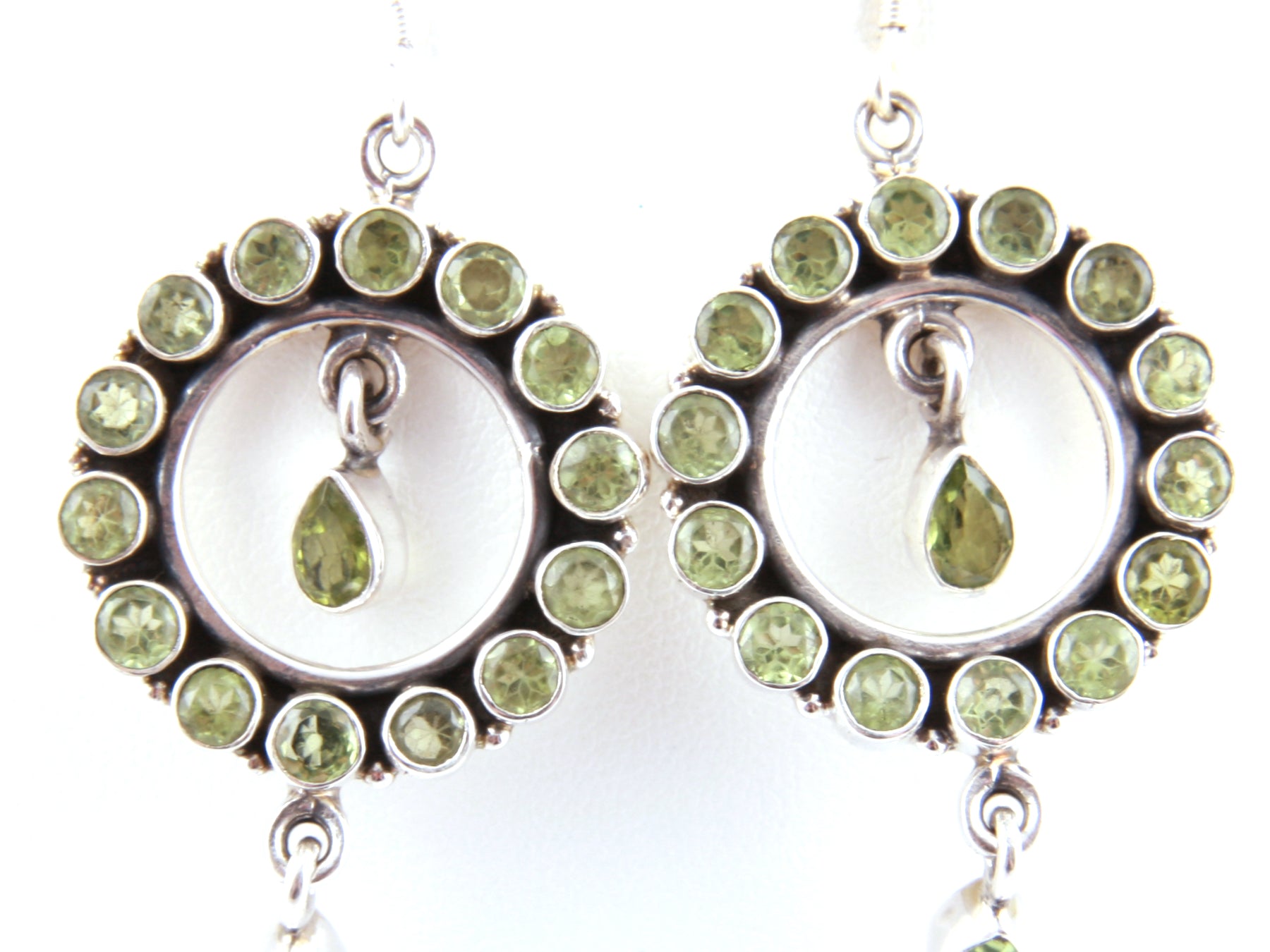 Peridot Stone Silver Earring