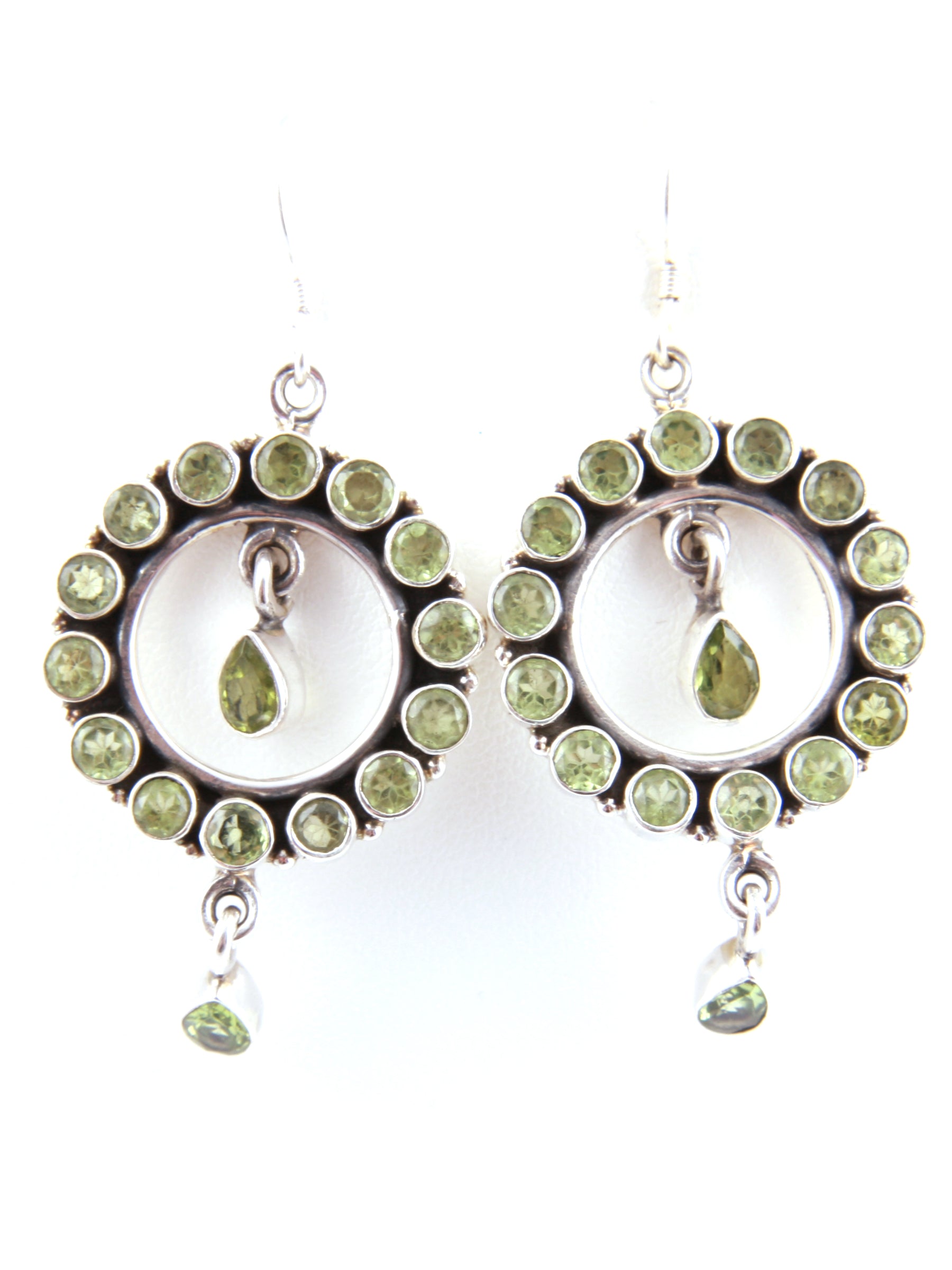 Peridot Stone Silver Earring