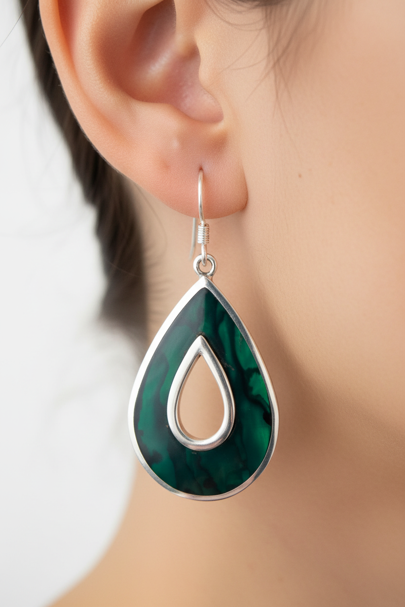 Shell Stone Silver Earring
