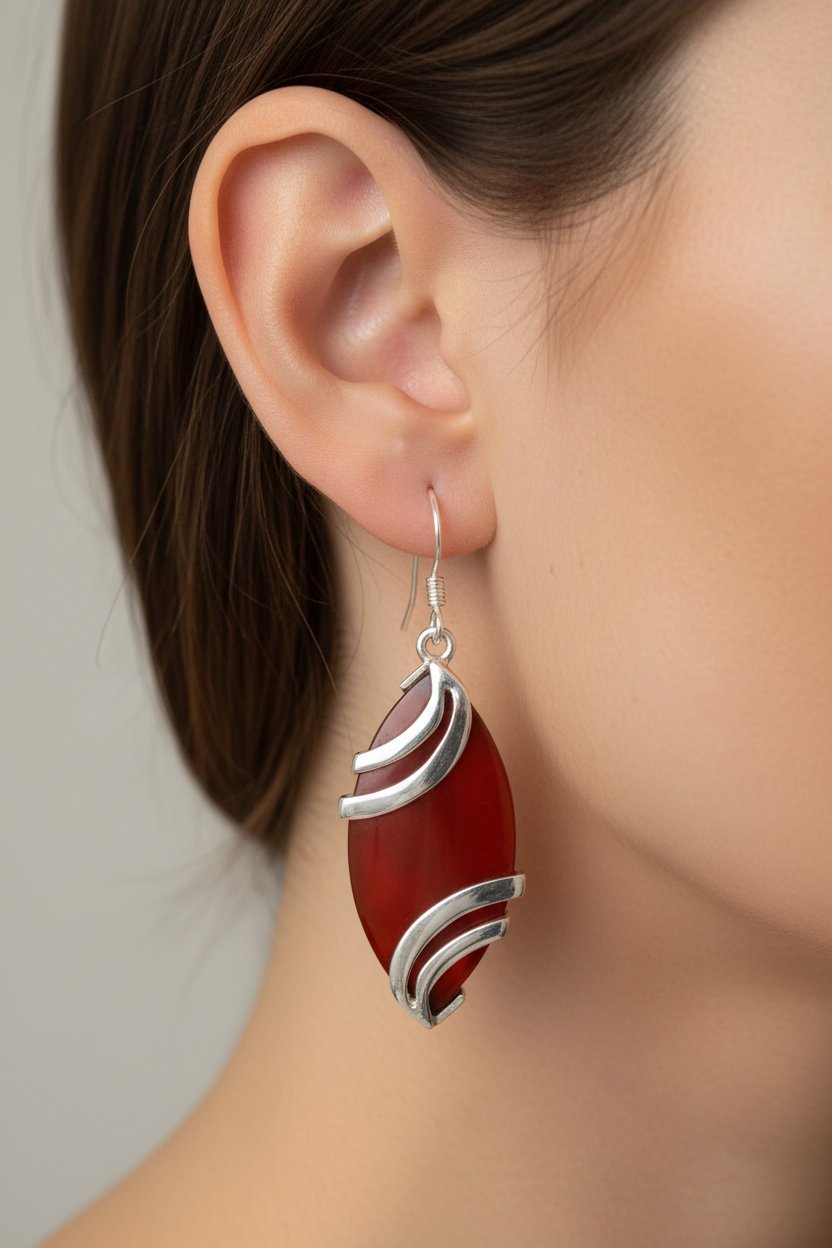 Shell Stone Silver Earring