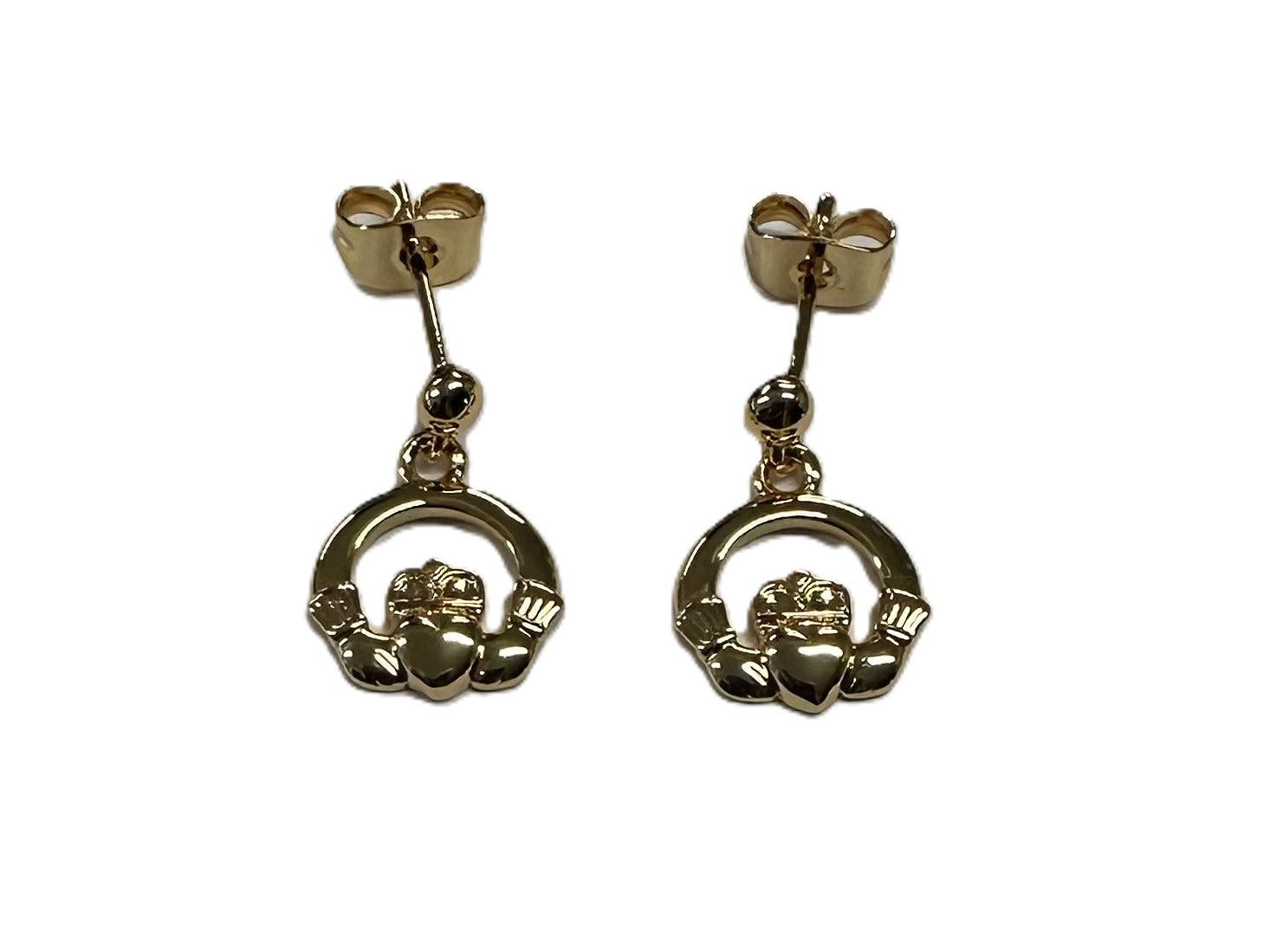 Rolled Gold Claddagh Drop Earrings