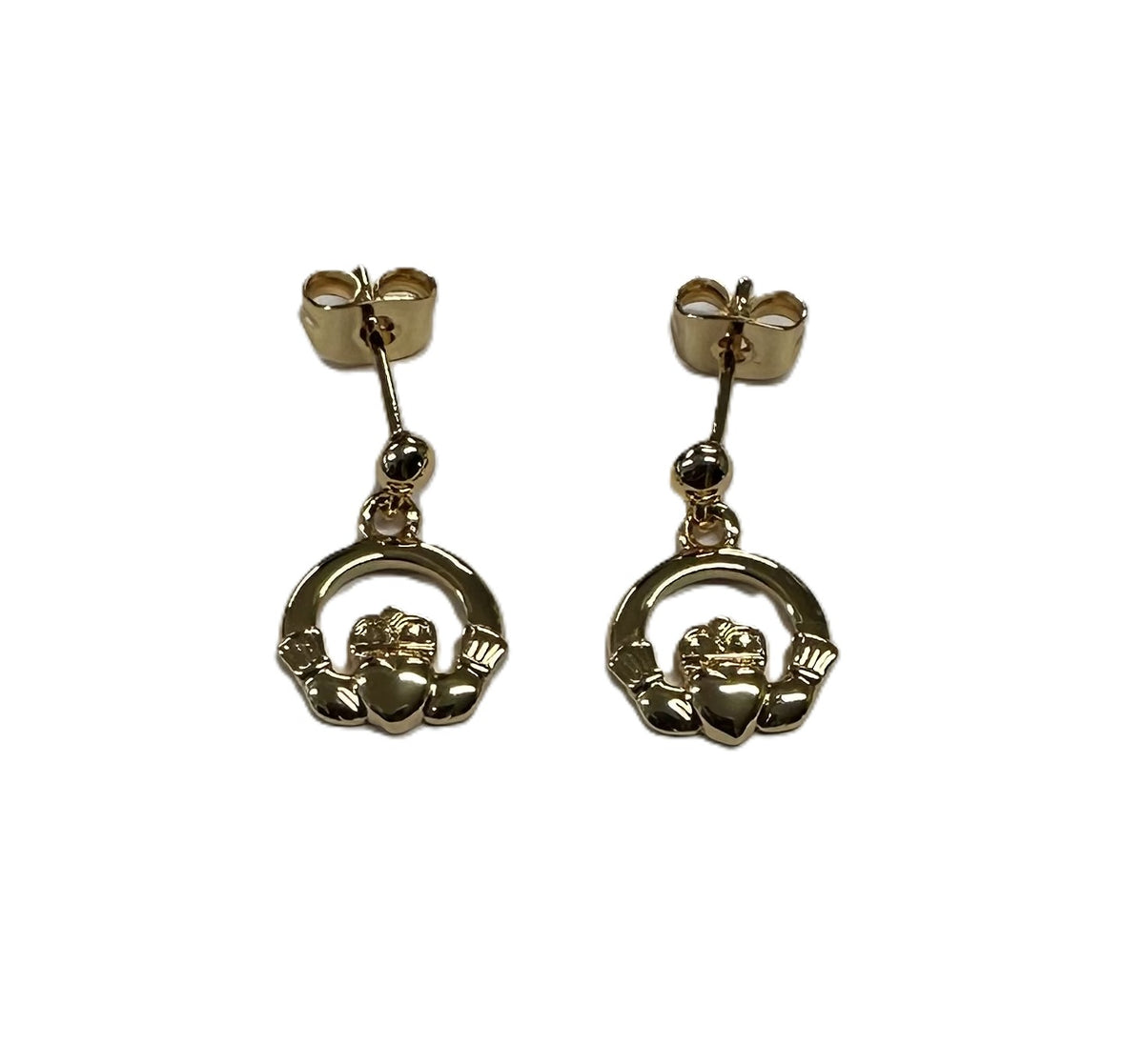 Rolled Gold Claddagh Drop Earrings